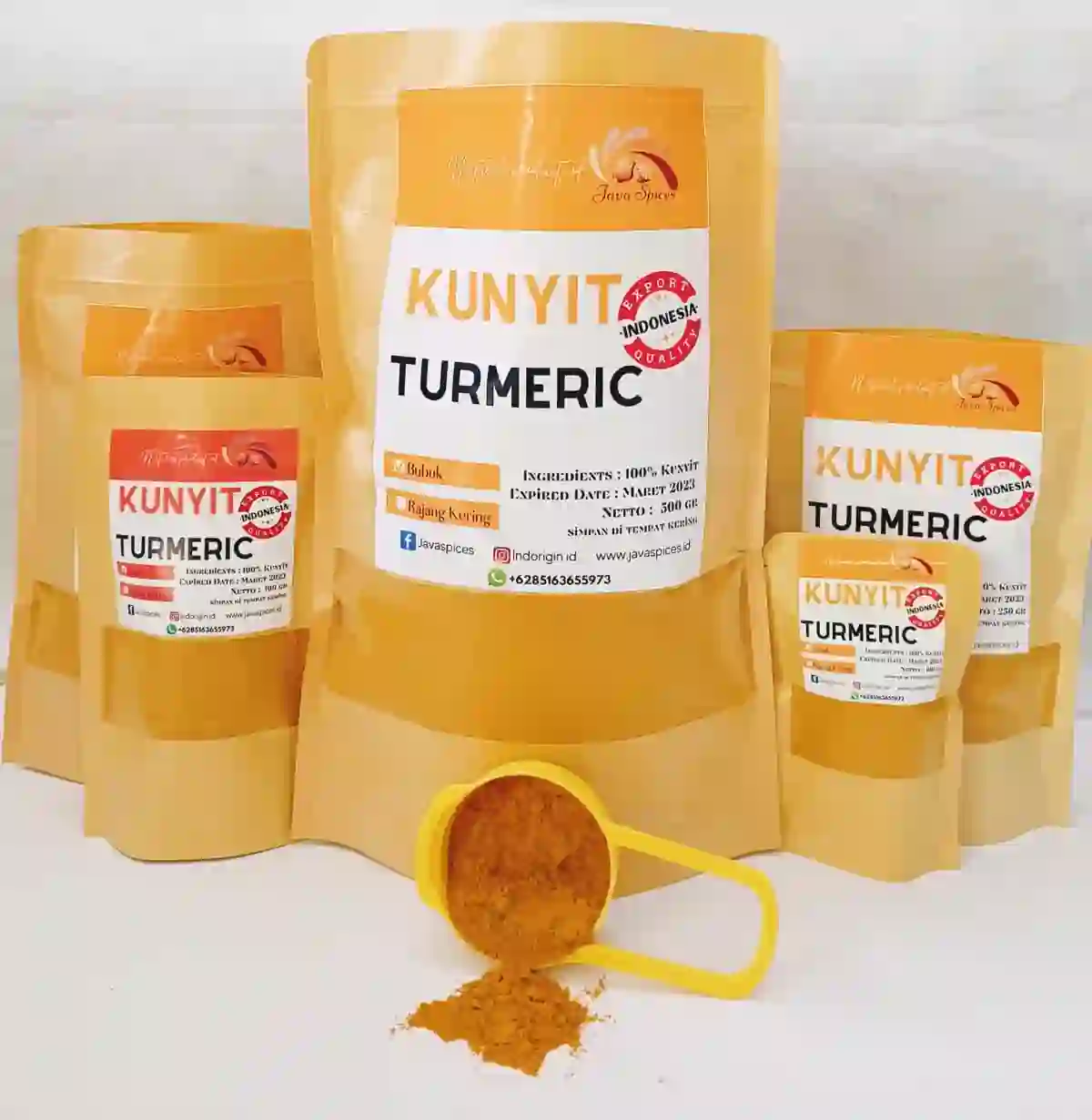 Java Spices turmeric powder packaging, export quality